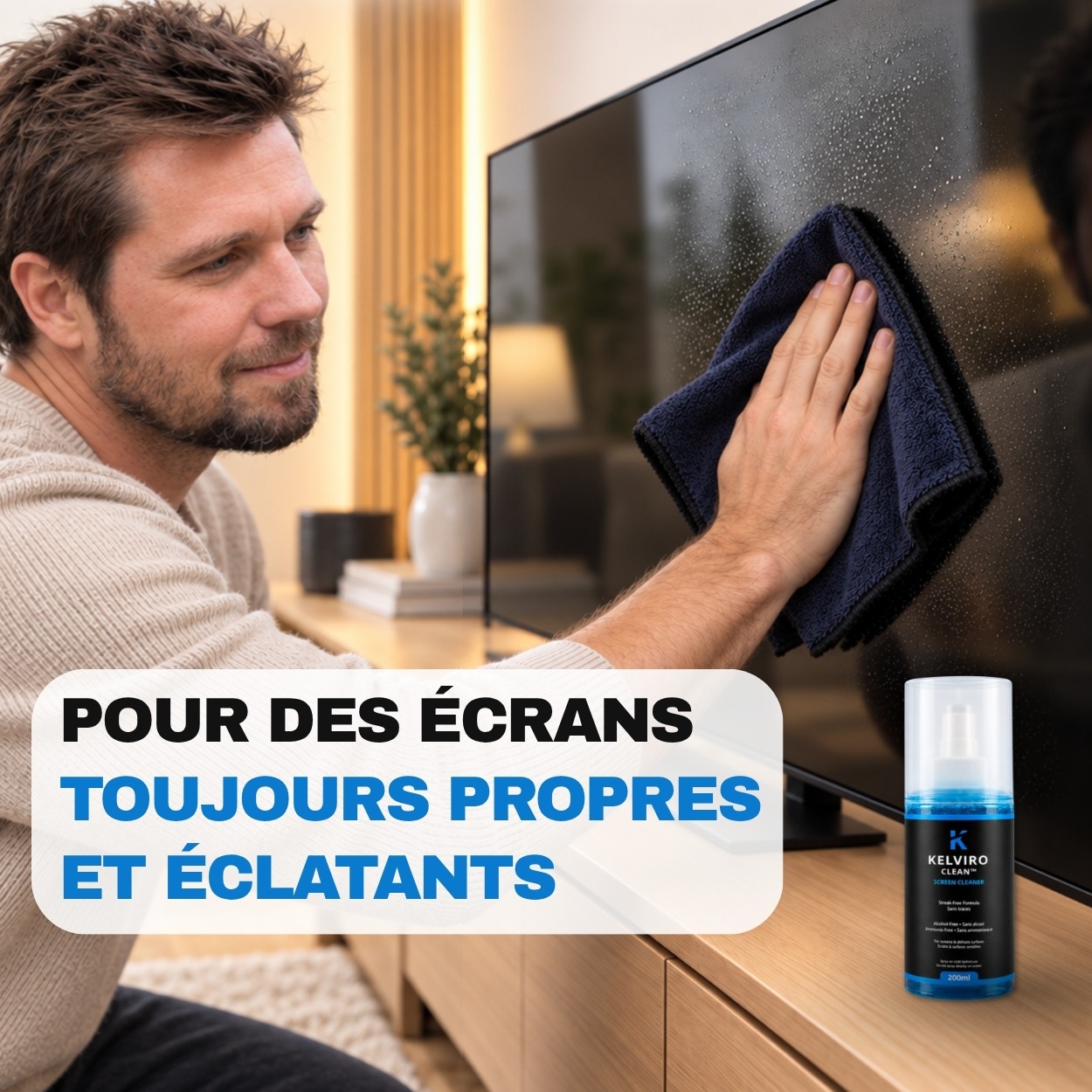 Nettoyage d'une télévision avec Kelviro Clean
